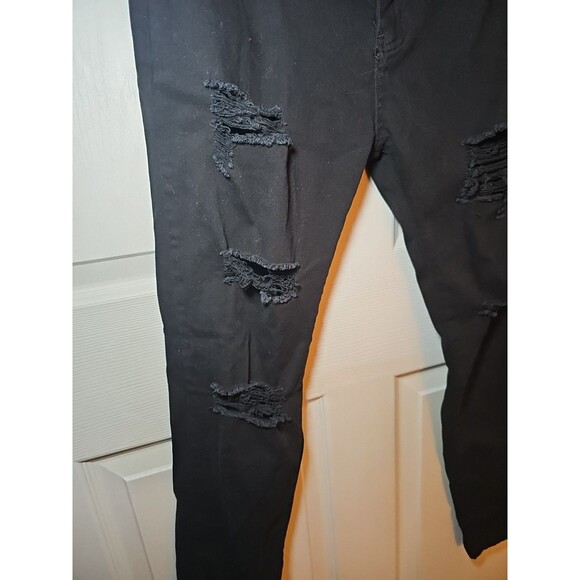 Black Skinny Jeans With Rips Size XL Punk Rocker Metal Grunge - Picture 2 of 9